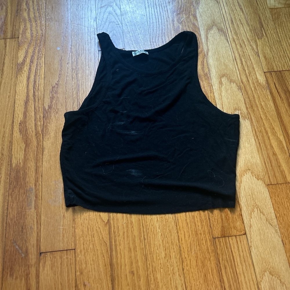 Free People Black Sleeveless Crop Tank Top